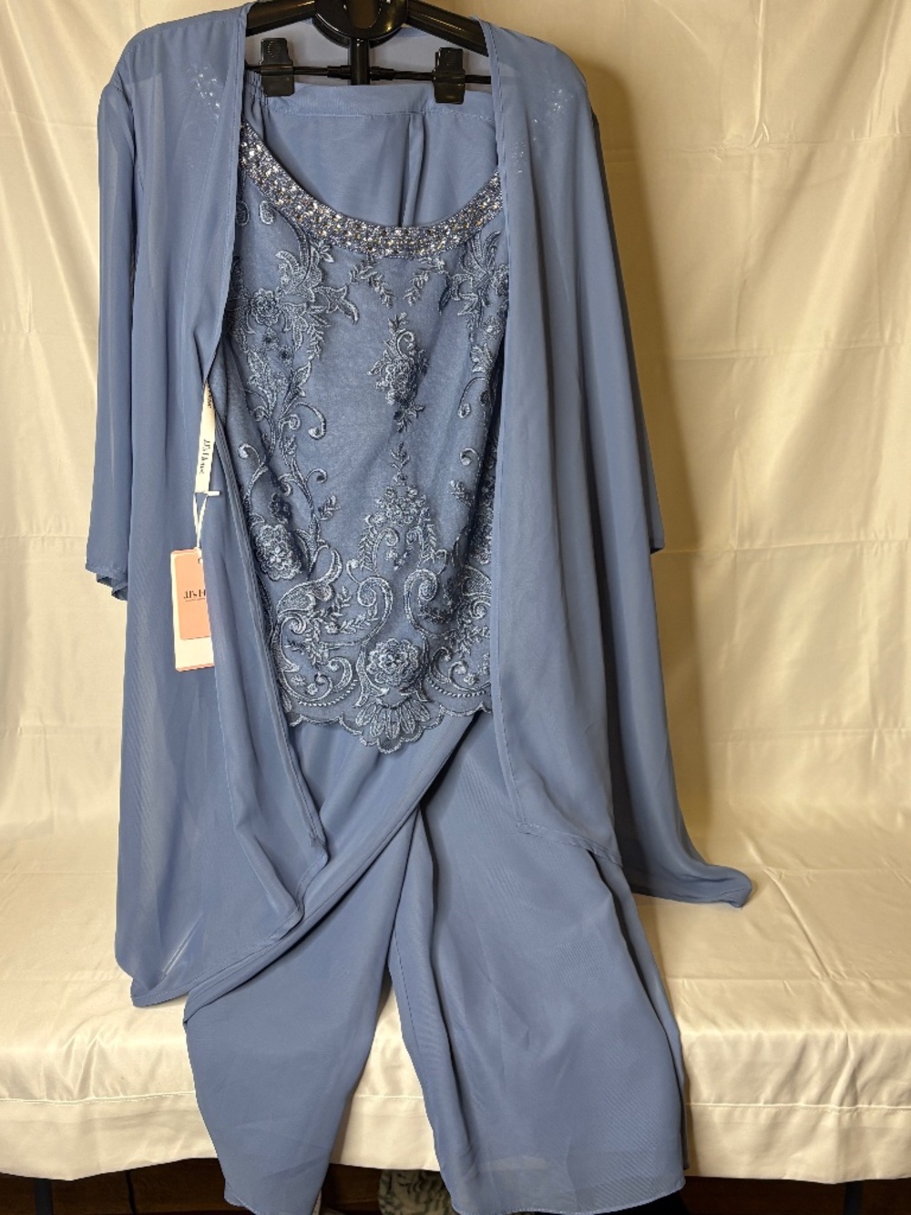 NEW JJ's House 3 Pcs Mother Bride/Groom Formal Embellished Suit Plus Sz 24W Blue